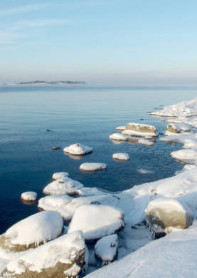 Purunpää strand på vintern.